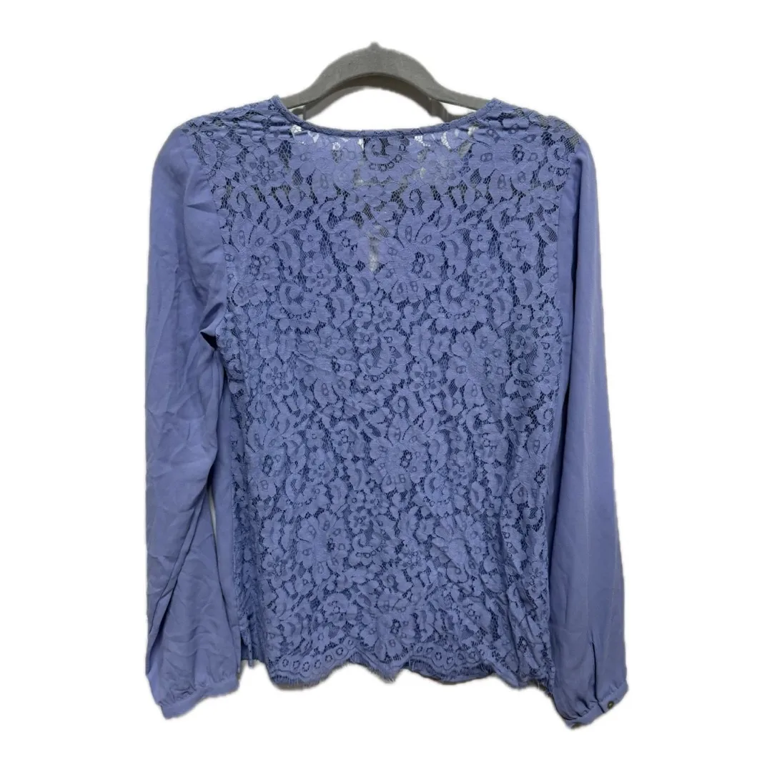 The Limited Periwinkle Lace Back Blouse Long Sleeve Sheer Size XS - Image 4