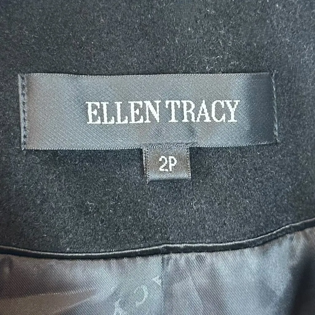 Ellen Tracy Black Wool Angora Pea Coat Size 2P 2 Petite - Image 3