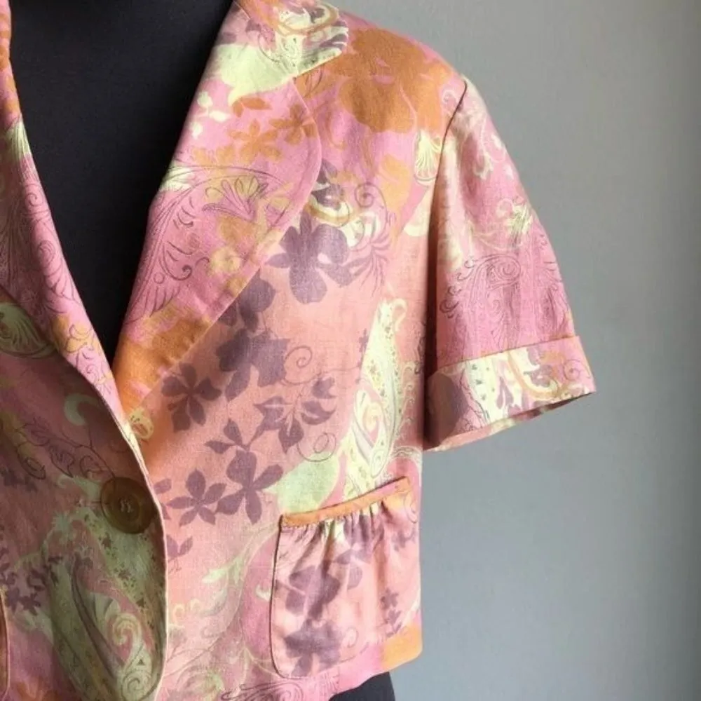 VESTI sz‎ 10 floral retro mod cropped blazer Pink - Image 3