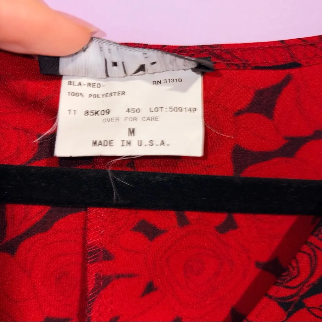 Vintage Y2K IN San Francisco Babydoll Midi Dress Women S Romantic Dark Floral - Image 4