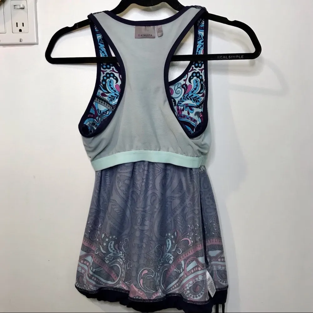 Athleta Tank Tinker Tank Top Blue paisley XS Sleeveless navy exercise yoga - Image 9