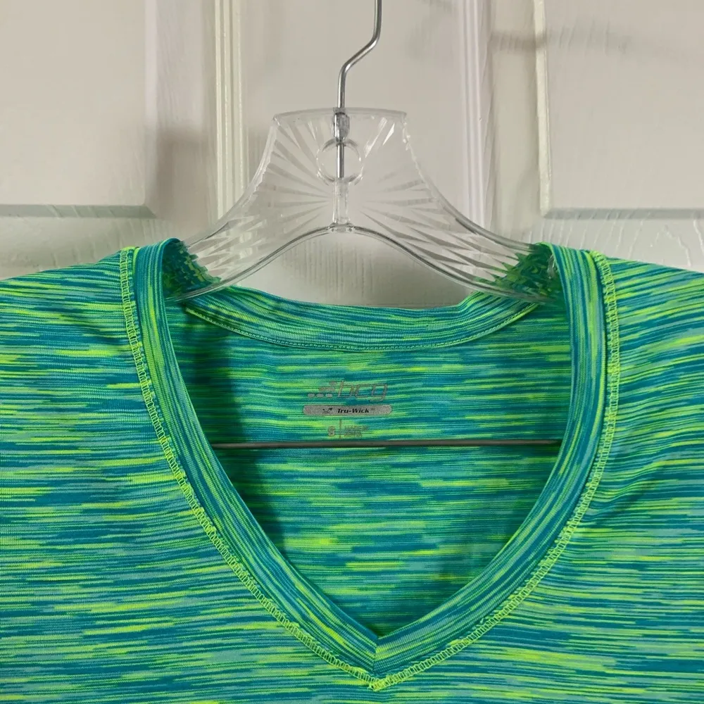 Bcg  Green/Blue V Neck Short Sleeve Active Tee Small - Image 3