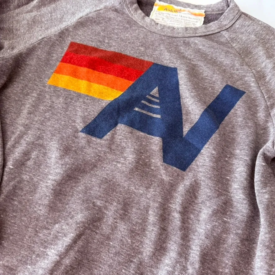 Aviator Nation Grey Crewneck Sweatshirt Rainbow Logo Size Small Long Sleeve - Image 4