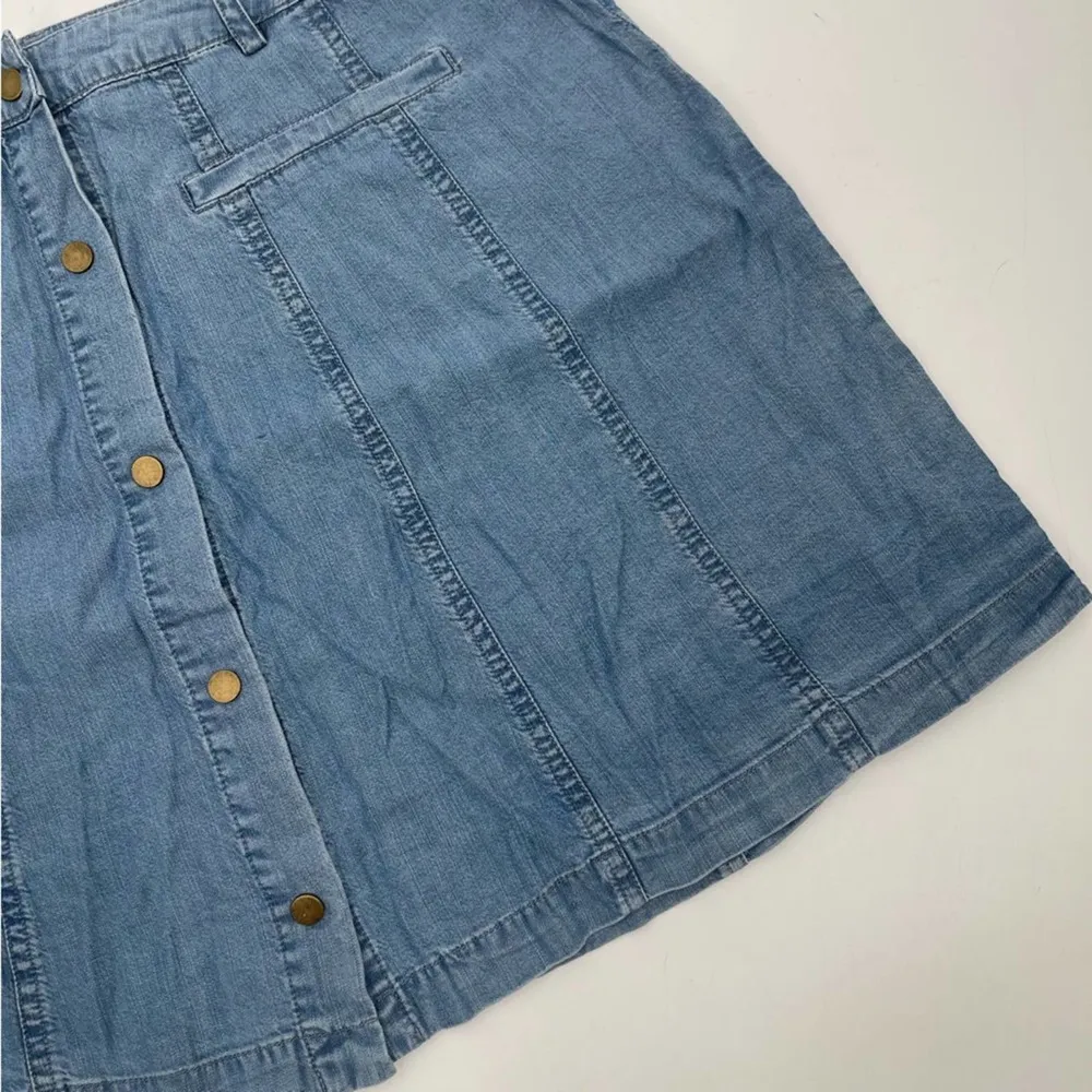 SUGARLIPS Skirt Denim Button Up Mini Soft Casual Comfy Summer Chambray SZ Large - Image 8