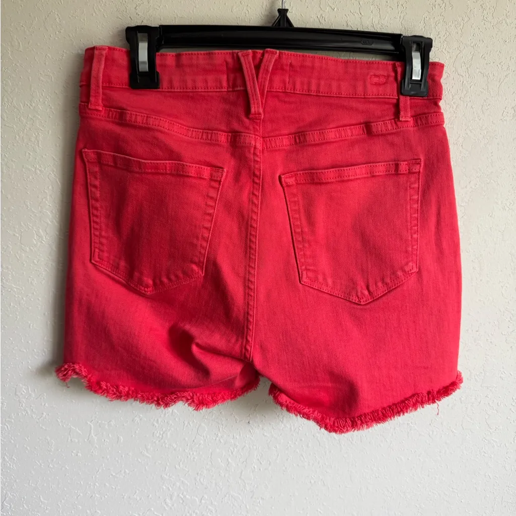 Vineyard Vines Deep Coral Pink Denim Mid Rise Shorts Womens 26 Raw Hem Summer - Image 4