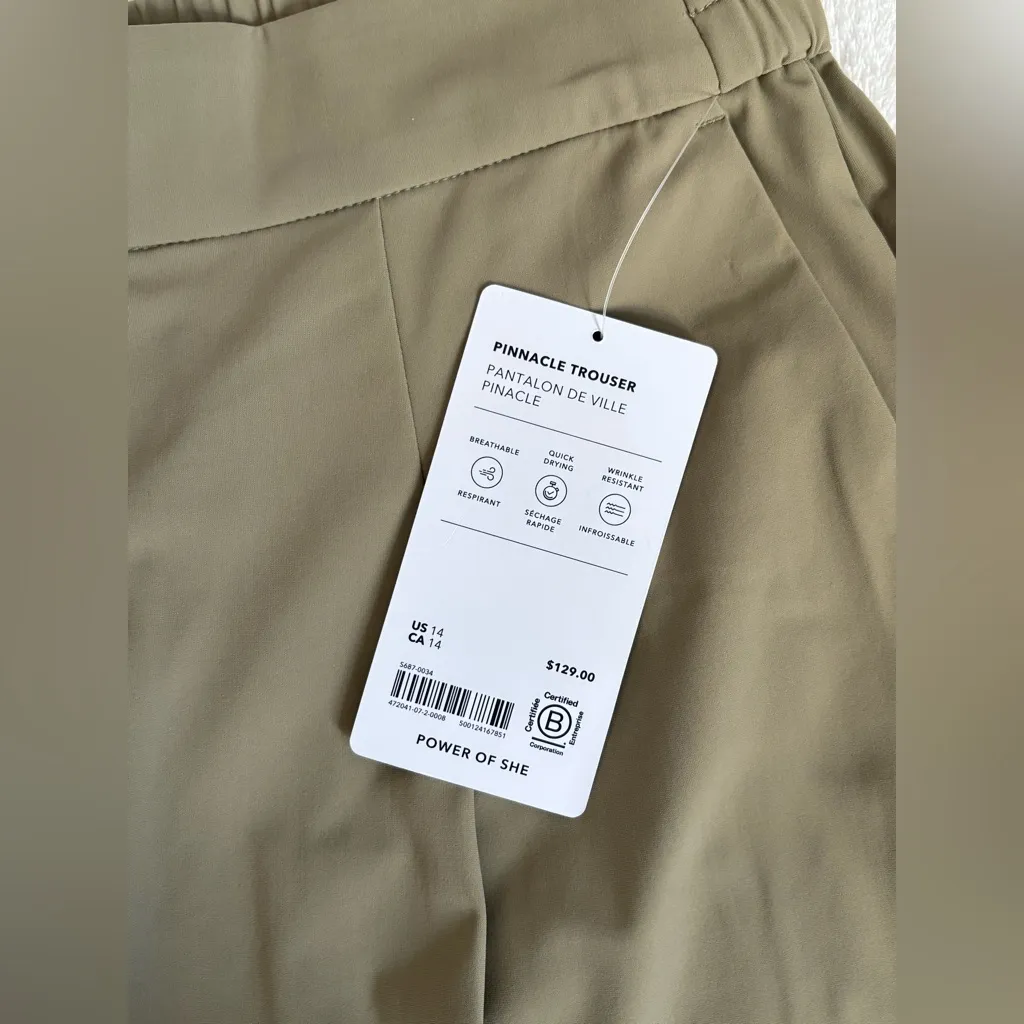 Athleta Women’s Pinnacle Trousers Olive Branch Green High Rise Wide Leg 14 NWT - Image 6