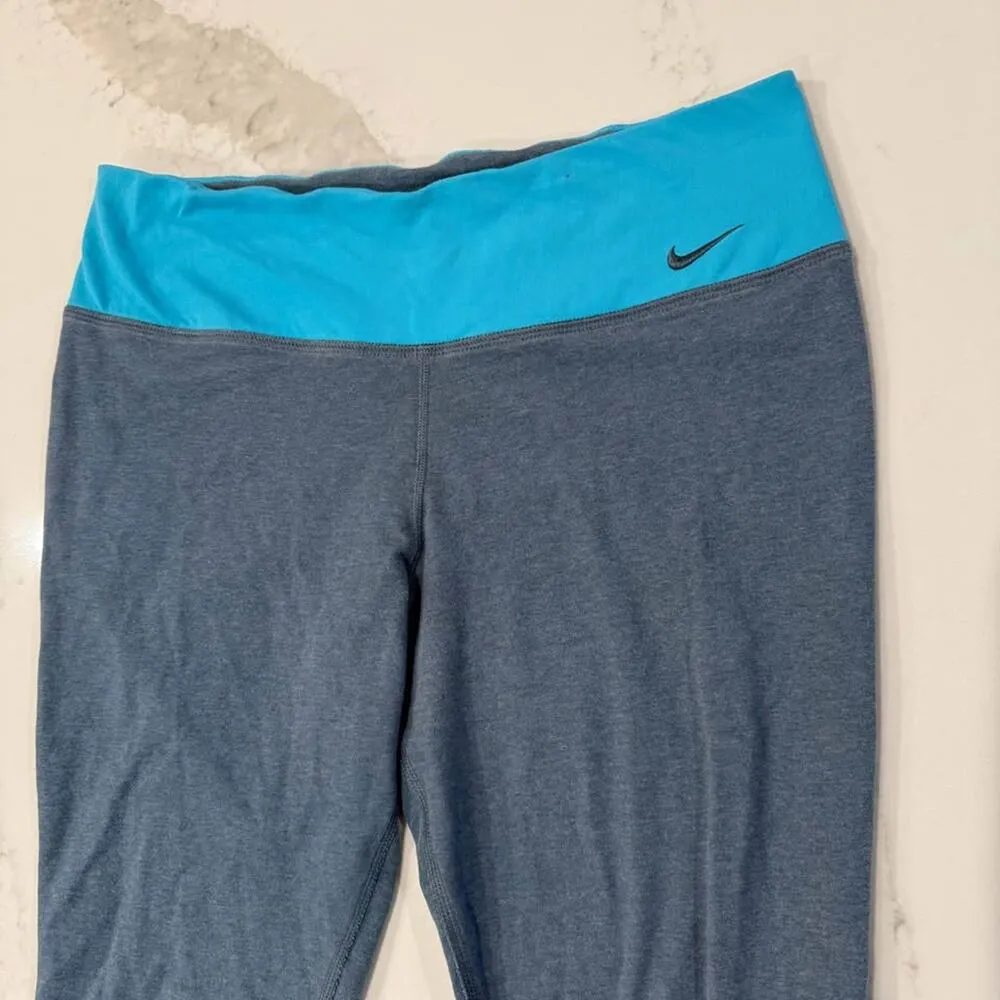 Nike Dri-Fit Yoga Leggings Womens Size Large Blue Workout Activewear Performance - Image 3