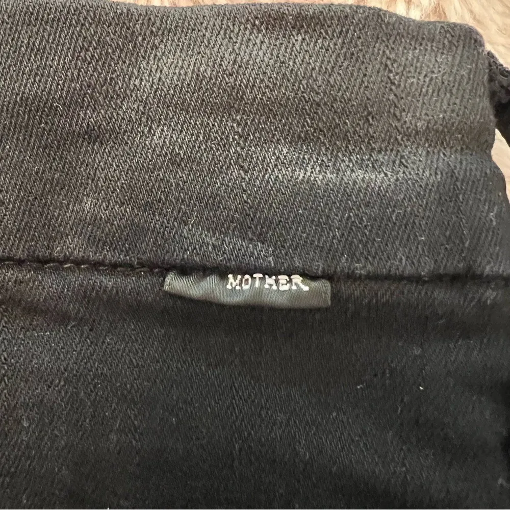 Mother Looker High Waisted Ankle Fray Guilty Glitter Racer Jeans Black 26 - Image 12