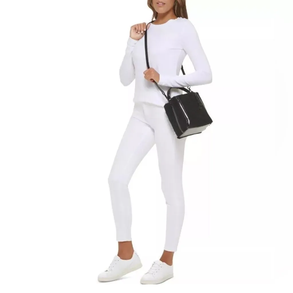 CALVIN KLEIN Astatine sherpa and patent leather top handle mini crossbody -Black - Image 7