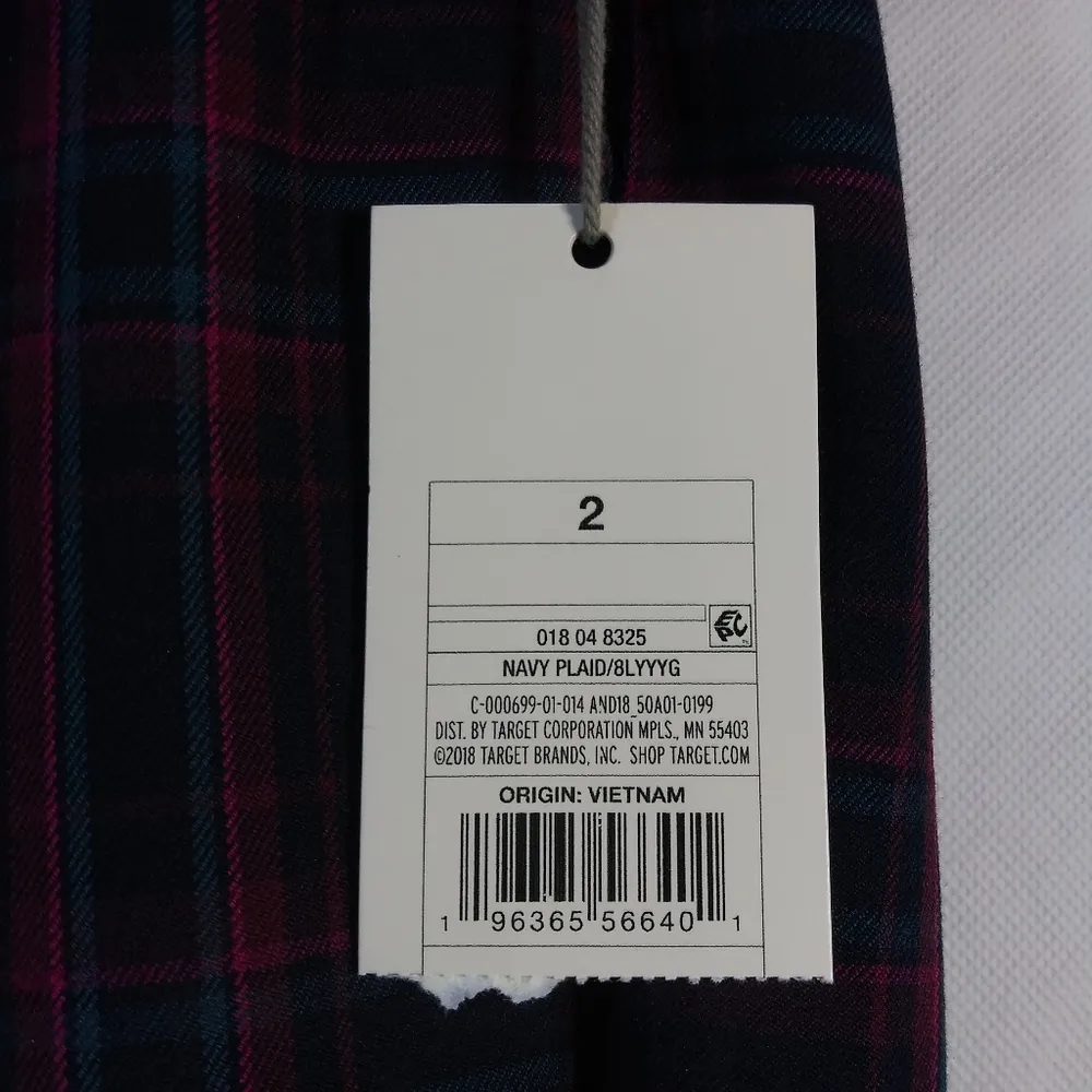 A New Day Navy Plaid High Rise Relaxed Fit Tapered Ankle Trousers Size 2 - Image 7