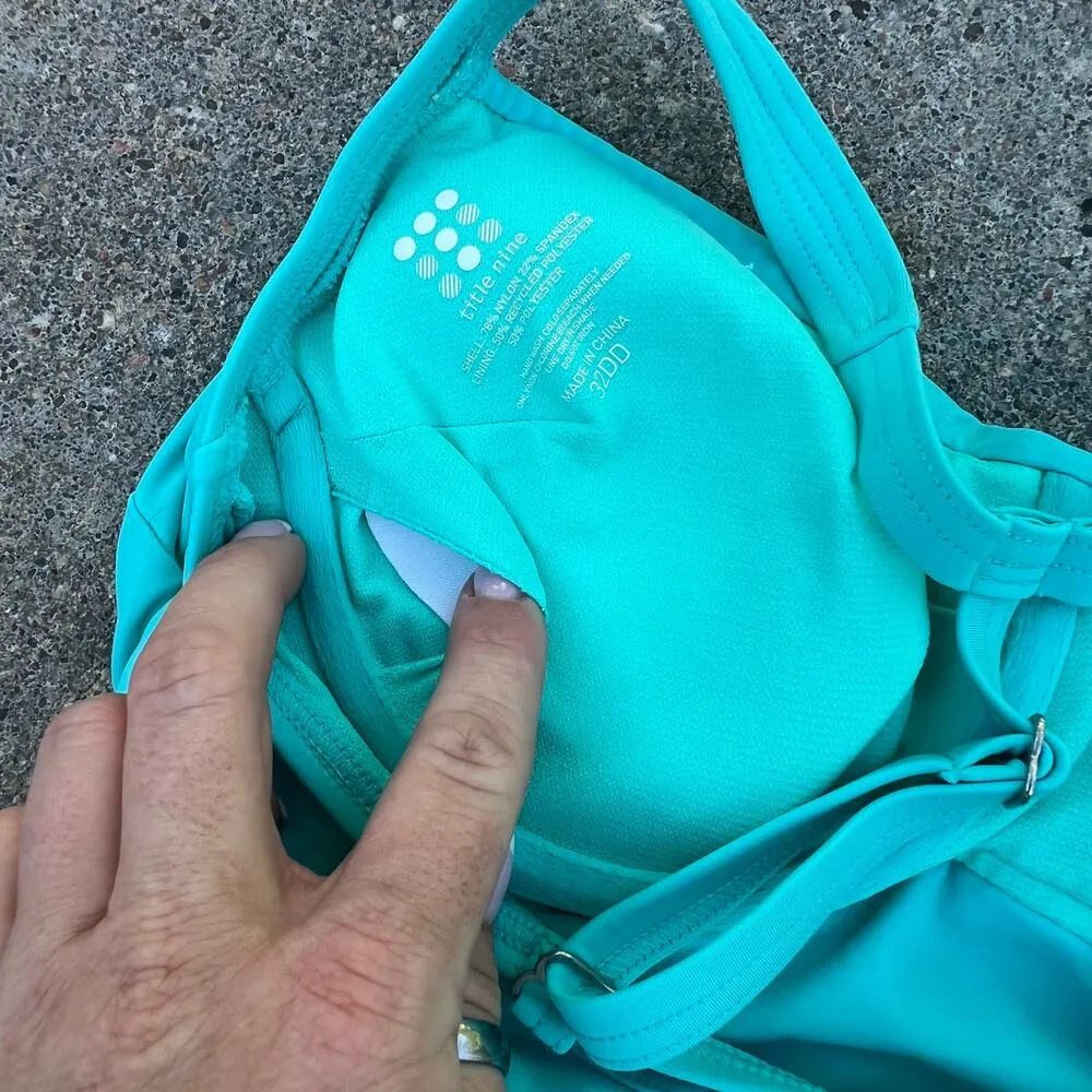 Title Nine 32DD turquoise halter ruched bust convertible tankini swim top - Image 4