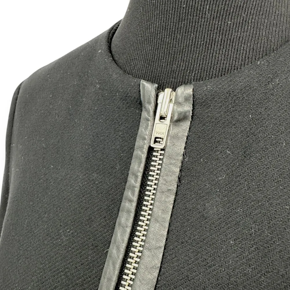 The Kooples | Size 40 / L | Luxury Black Wool/Cashmere Leather Trim Coat Jacket - Image 6