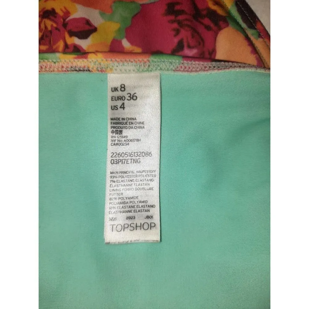 Women's Topshop Pink Floral High Waist Bikini Bottoms Size 4 NWOT - Image 3