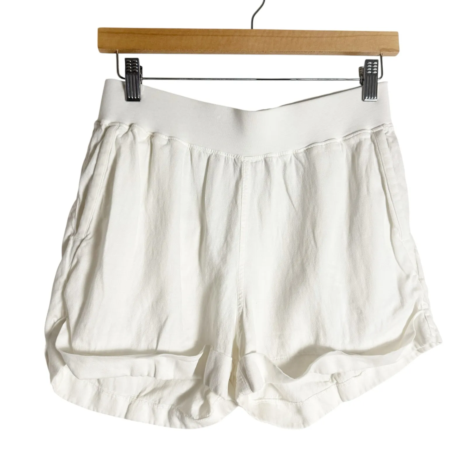 Faherty Arlie White Linen Blend Casual Lounge Pull-On Coastal Shorts Size Medium - Image 2