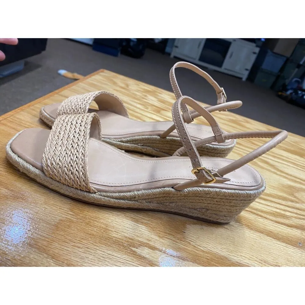 Chocolat Blu Women's Tan Cream Bryn Espadrille Wedge Ankle Strap Sandal 38 S16 - Image 3