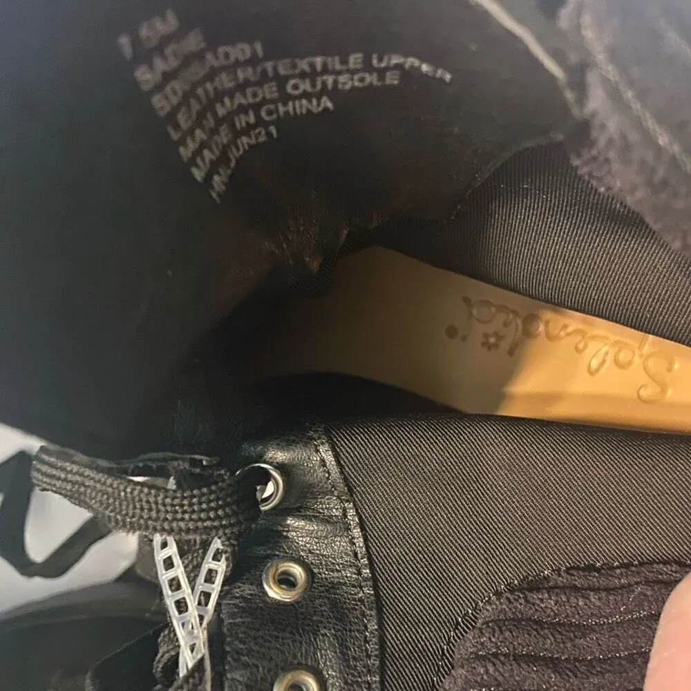 SPLENDID Sadie Women’s Black Suede‎ Leather Lace Up Boots Size 7.5 New No Box - Image 8