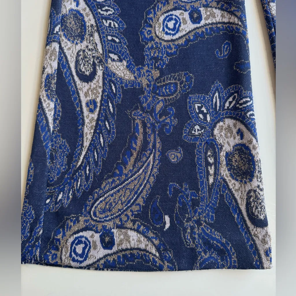 Anthropologie Maeve Maria Metallic Paisley Boho Flare Pants Blue Size 0 - Image 9