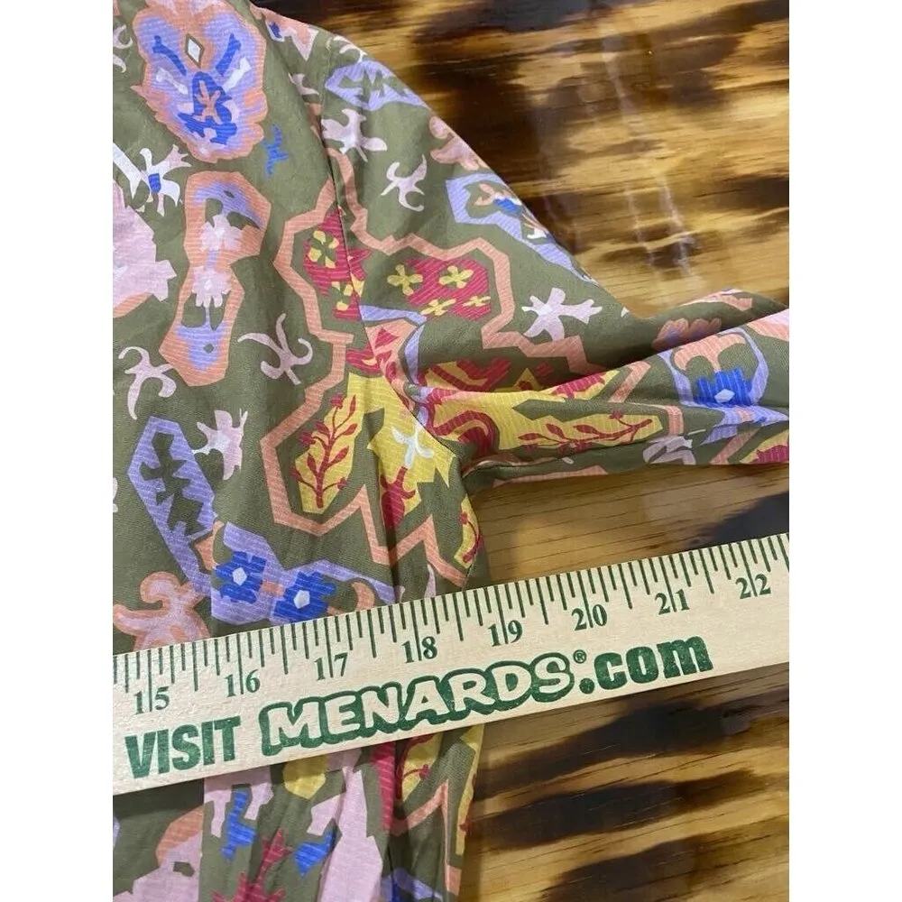 Zara Womens Size Small Long Sleeve Colorful Embroidered Tunic Shirt Peasant Boho - Image 5