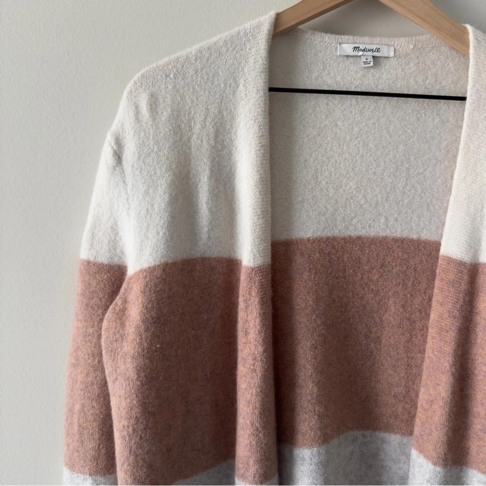 Madewell Striped Colorblock Cardigan Sweater open front long sleeve wool/alpaca - Image 4