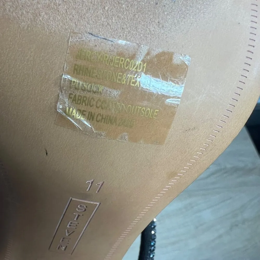 Steven New York Black Rhinestone Jercy Heel Sandals Slip On Size‎ 11 - Image 14