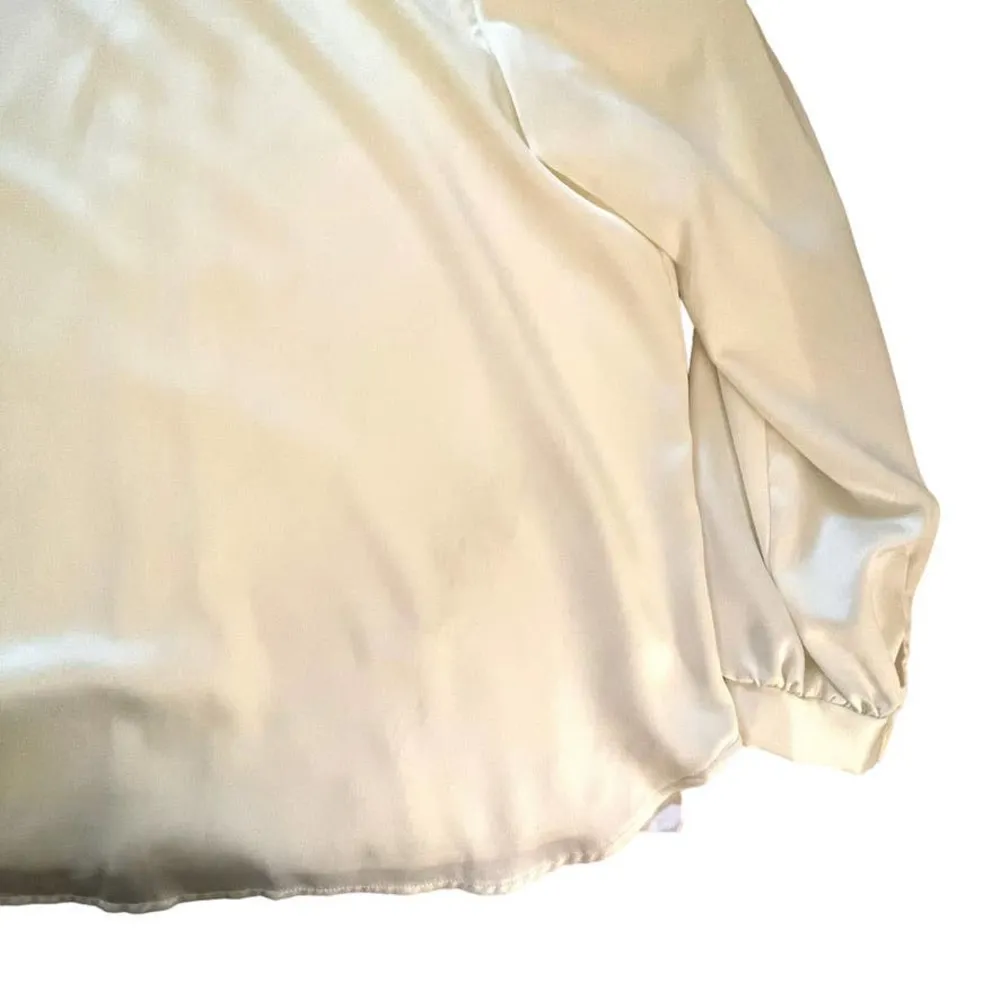 Vintage NWT Donald Howard Ivory White Embellished Satin Secretary Tuxedo Blouse Size 1X - Image 9