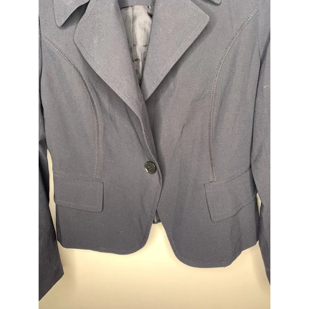 Relativity Womens Size 10P Petite Black Jacket Blazer One Button Faux Pockets - Image 2