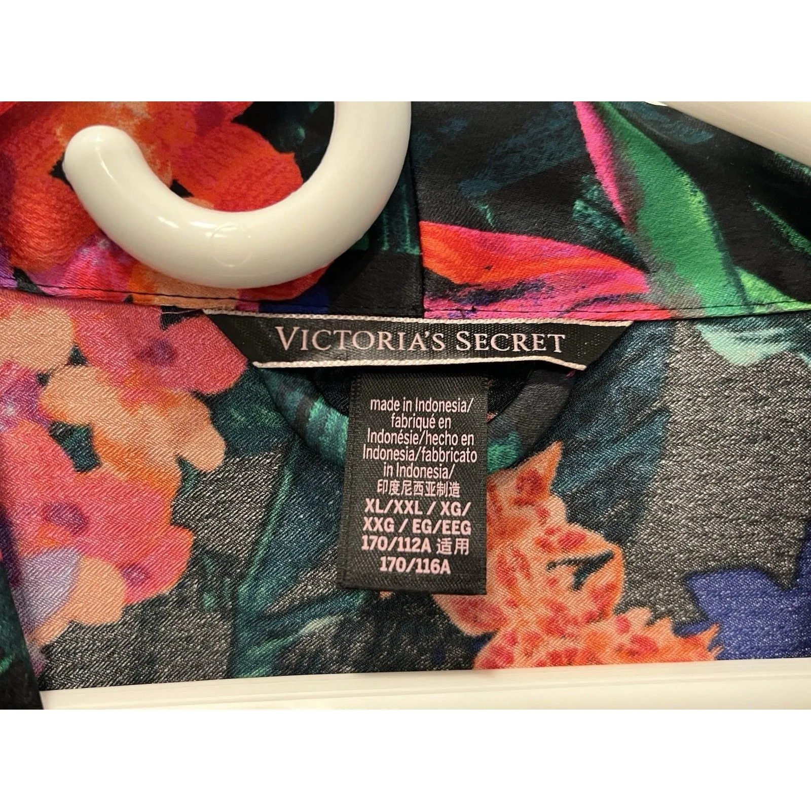 Victoria Secret Robe XL XXL Black Tropical Kimono Lace Trim Luxe Collection VS - Image 6