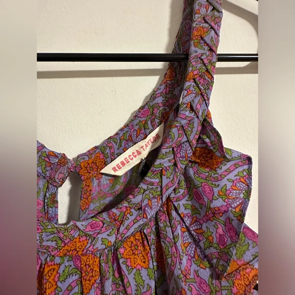 Rebecca Taylor SILK floral smocked waist summer tiered dress - Image 6