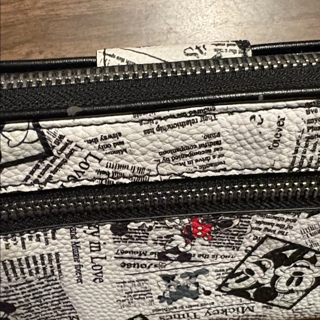 Disney Parks Mickey Minnie Mouse Crazy in Love Newspaper Wristlet - Image 5