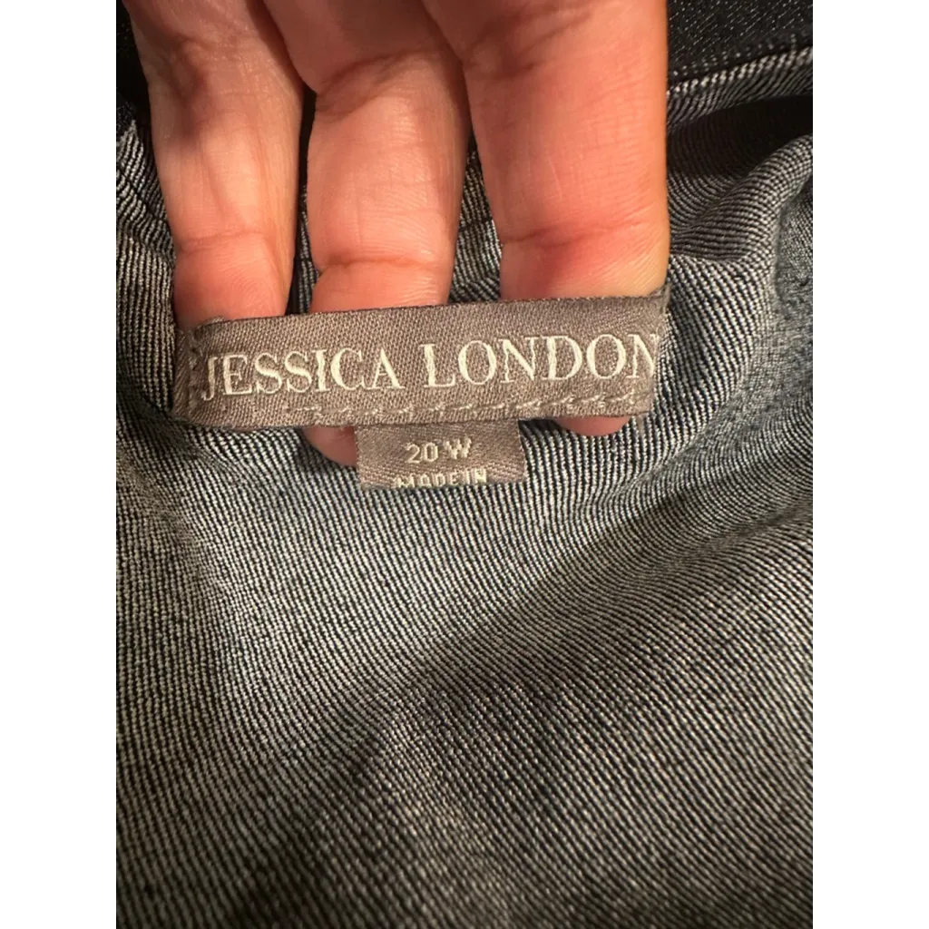 Women's Jessica London Denim Dress Size 20W Blue Floral Embroidery - Image 6