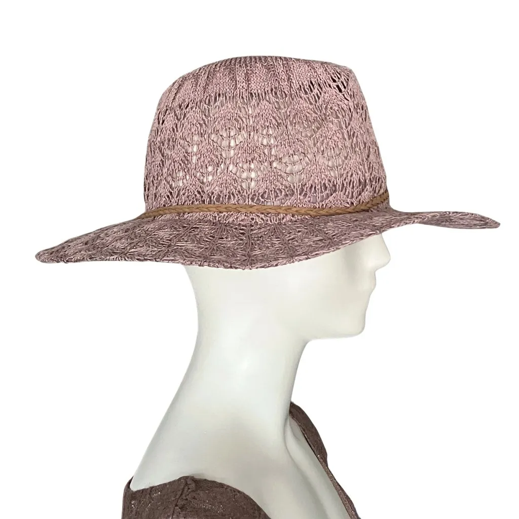 C.C Mauve Horseshoe Lace Knit Panama Western Cowgirl Hat. Festival Boho Rodeo Purple - Image 6