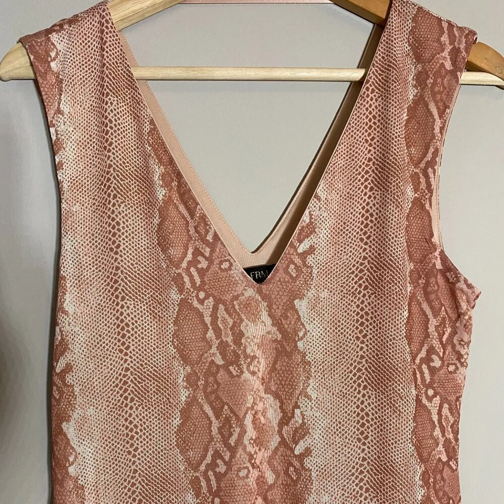 AFRM Womens Medium Ariana Sleeveless Dress Pink/Nude Snakeskin Mesh Bodycon Sexy Pink - Image 8