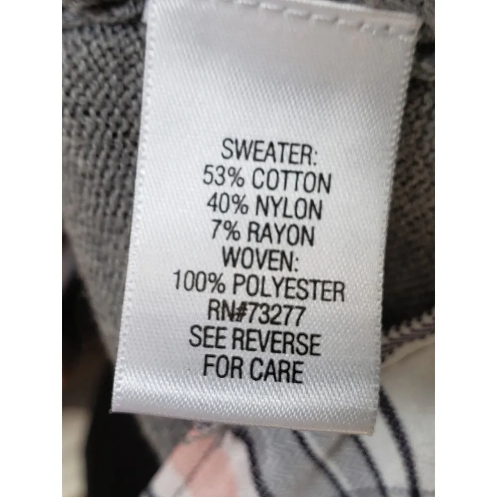 Croft & Barrow 2-Fer Sweater Womens Petite Large Gray with Snowy Tartan Plaid - Image 6