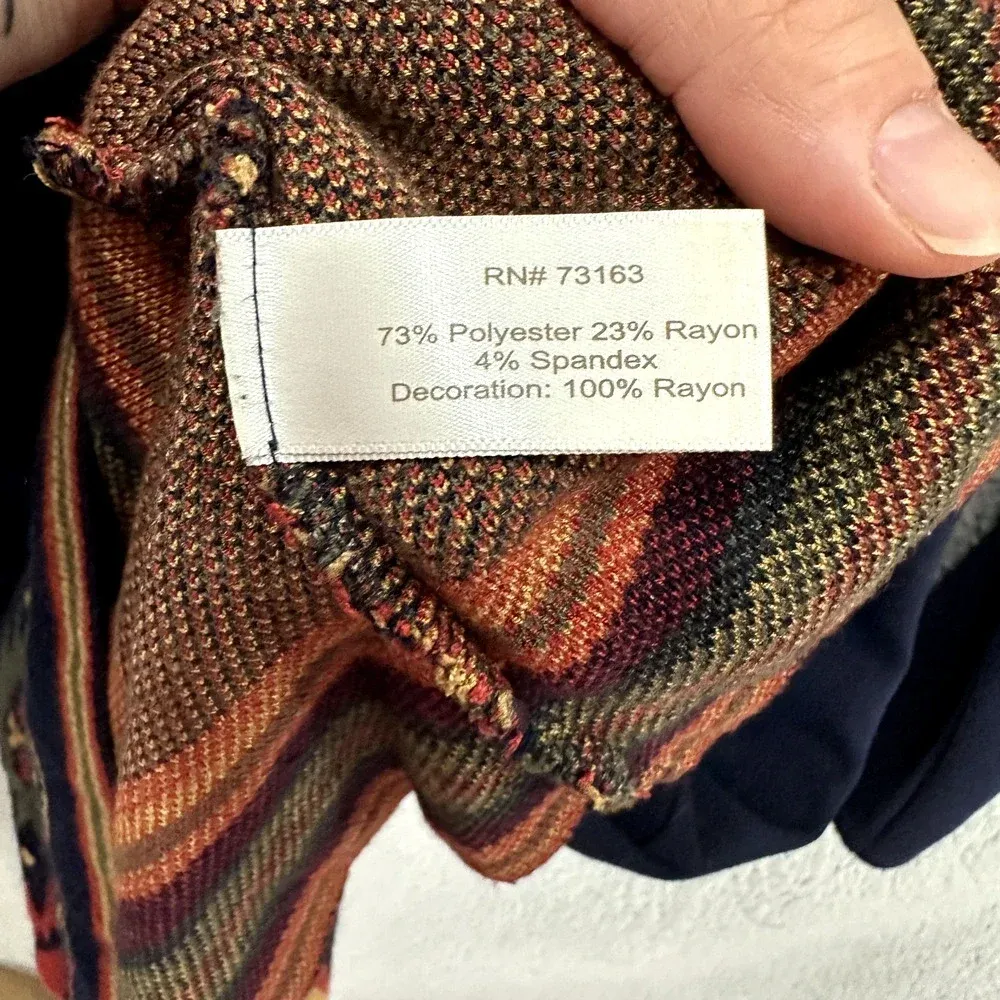 Boston Proper Sheath Dress Womens 4 Blue Aztec Southwestern Long Sleeve Boho - Image 6