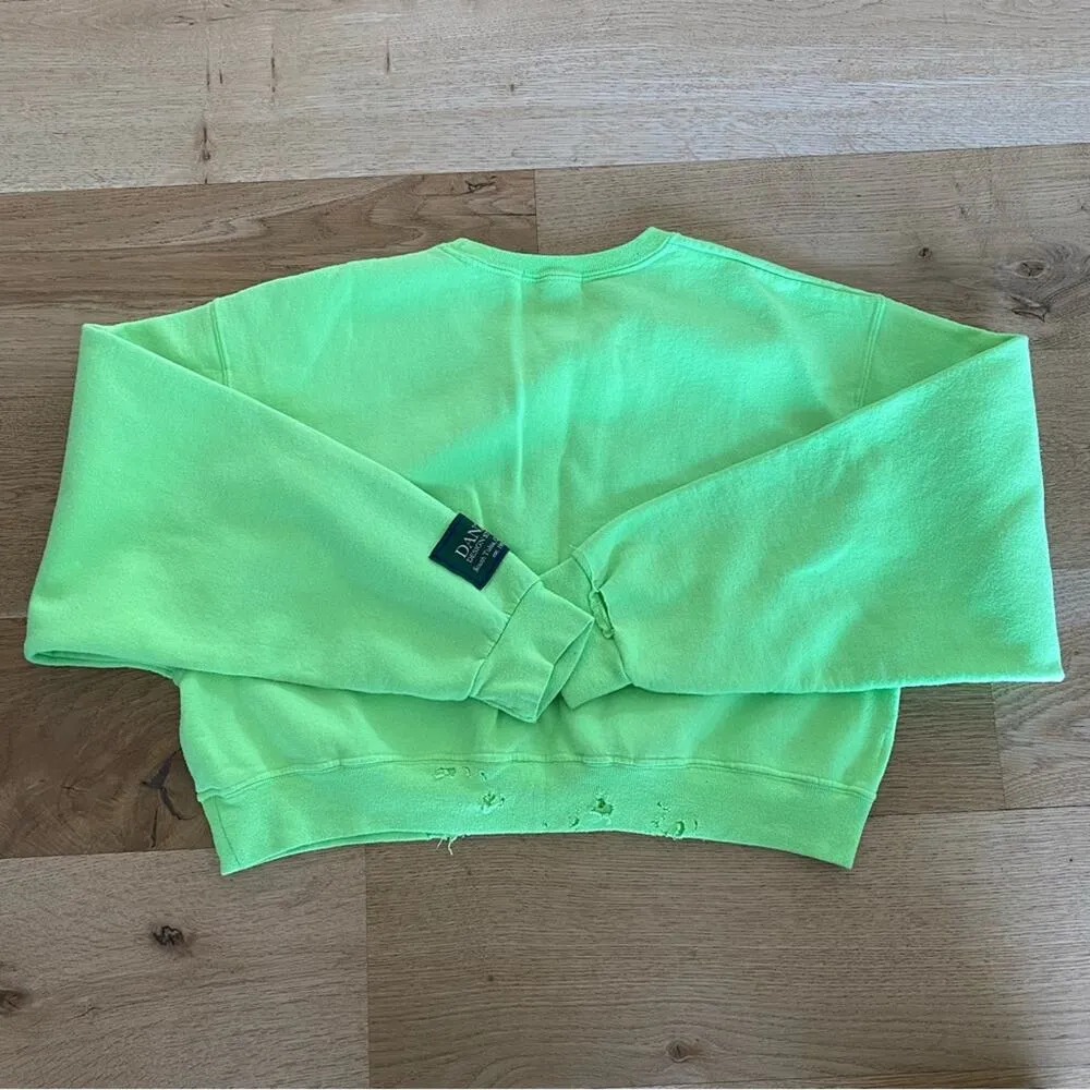 Danzy Design Studio Cropped Distressed Sweatshirt in Lime Green Size XS - Image 6