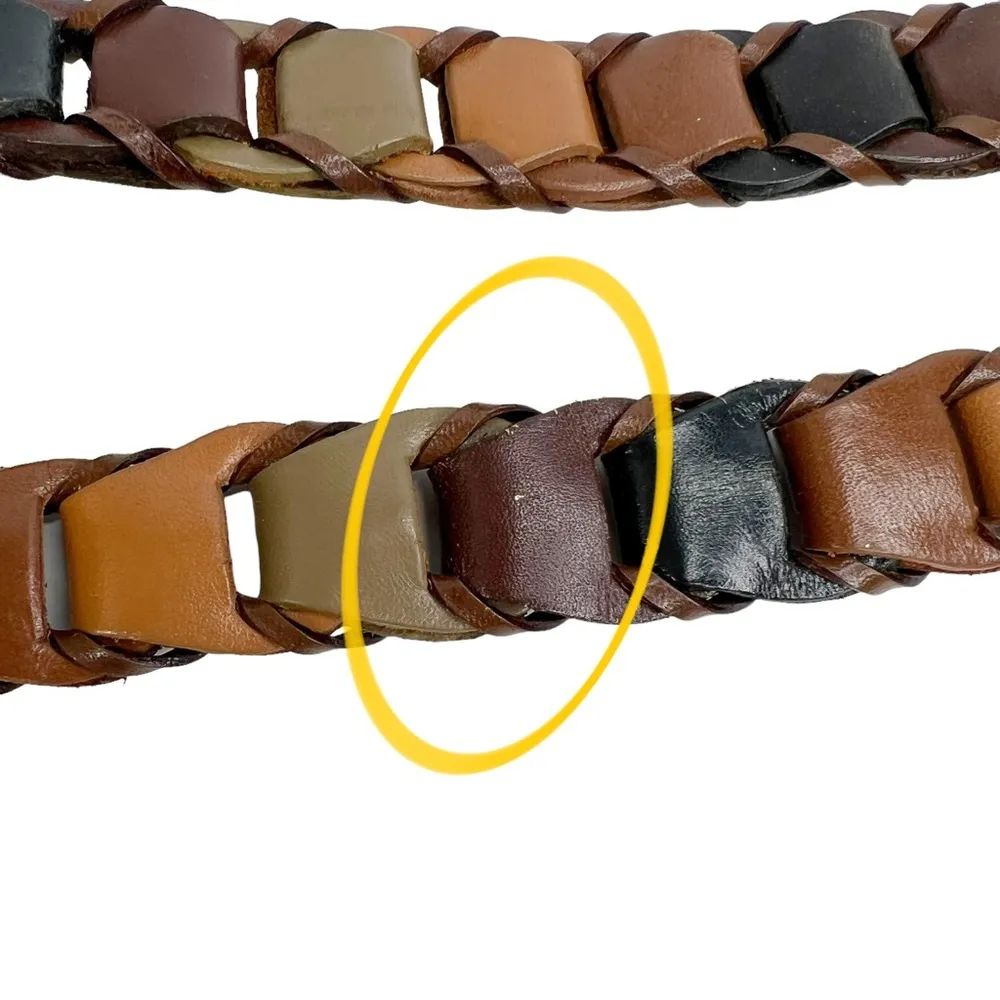 Genuine Leather Neutral Colors Interlocking Gold Buckle Belt - Image 11