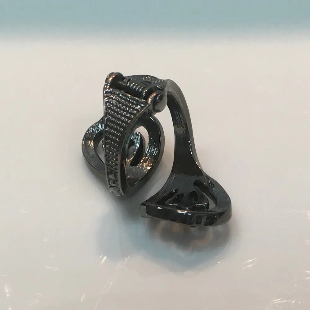 Long Dark Crystals Spring Ring. Statement Piece Gray - Image 4