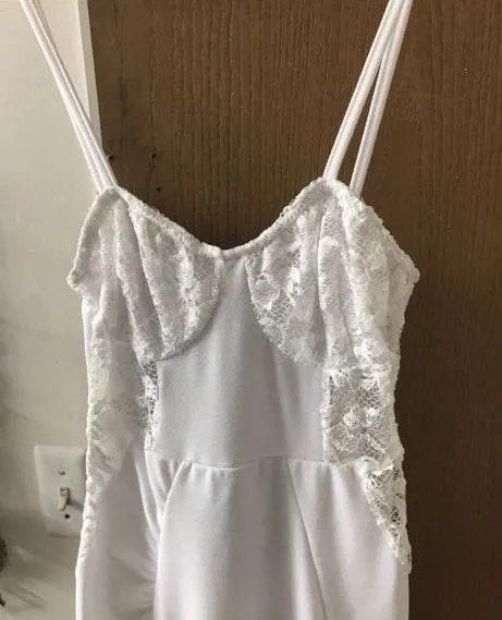 White Strappy Lace Midi Dress  - Image 3