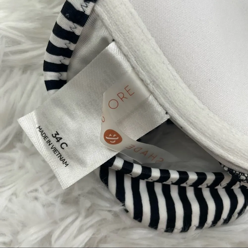 SHADE & SHORE padded push up underwire black white stripe bikini top. 34C - Image 5