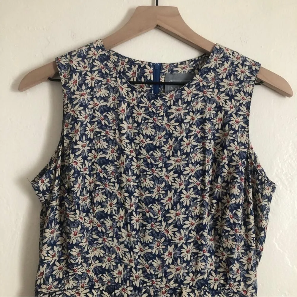 Vintage Carol Anderson Petites Blue White Daisy Floral Button Jumpsuit Romper Size 4P - Image 3