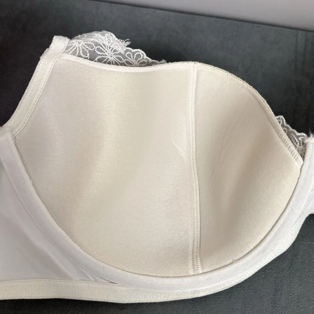 Vintage Vassarette Bra Size 42DD White Flower Mesh Overlay Underwire 75-899 - Image 8