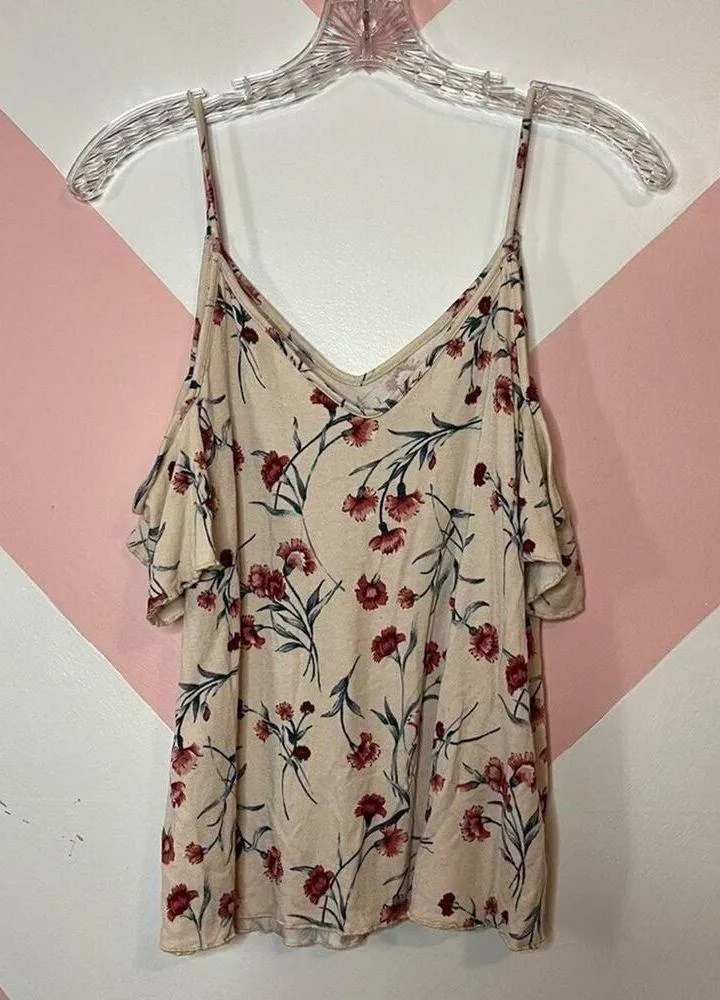 American Eagle Outfitters Floral Cold Shoulder Top Romantic Date Size Small - Image 3