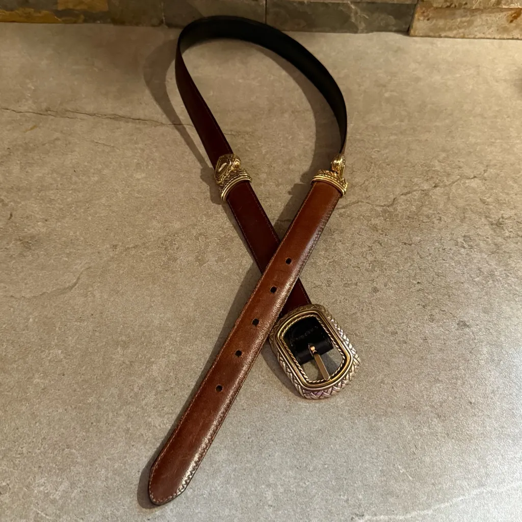 Brighton Marcus Two-Tone Black and Brown Reversible Belt Size 30 Medium M - Image 4