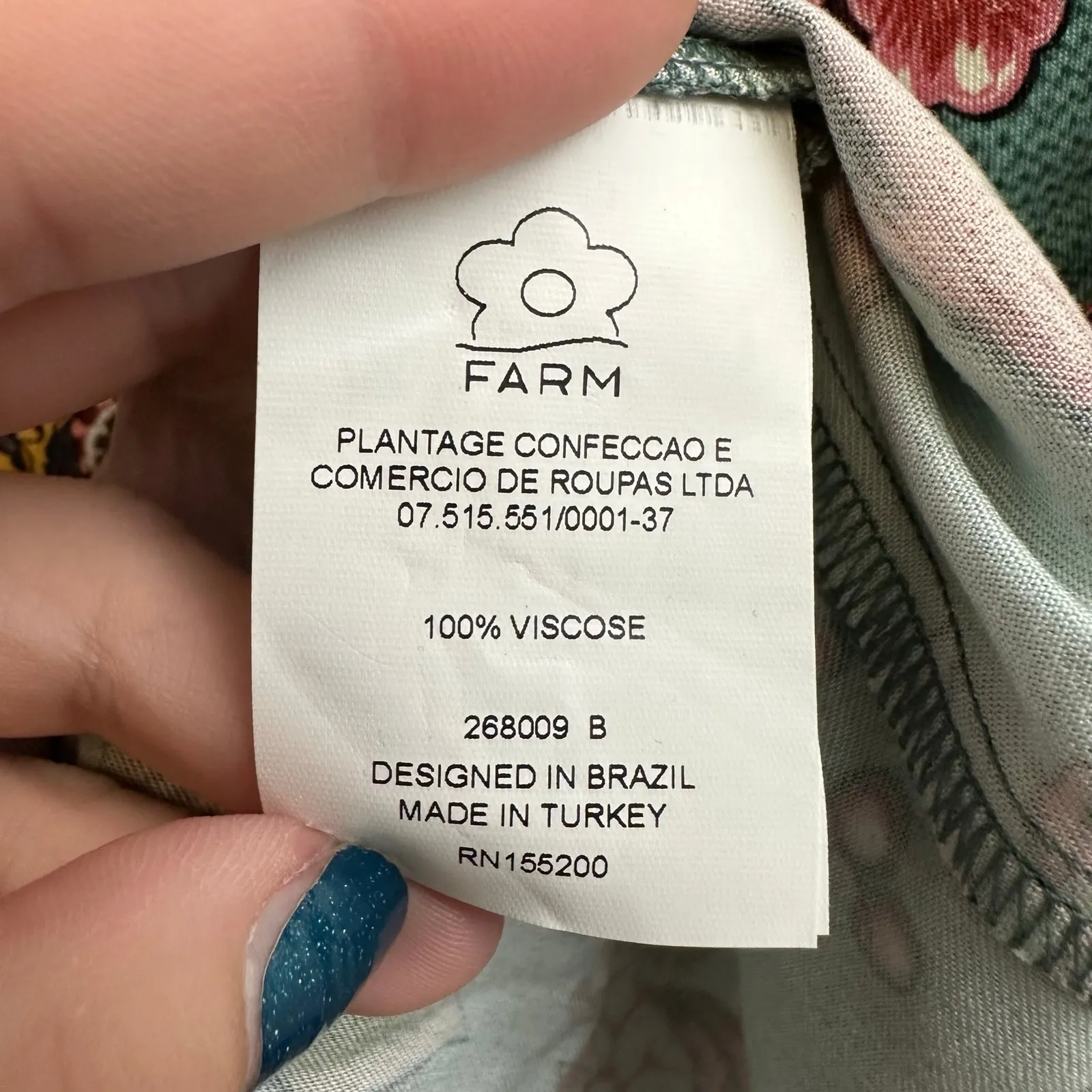 Farm Rio Anthropologie Paola Floral Peasant Blouse Crochet Sleeve Detail Small Blue - Image 10