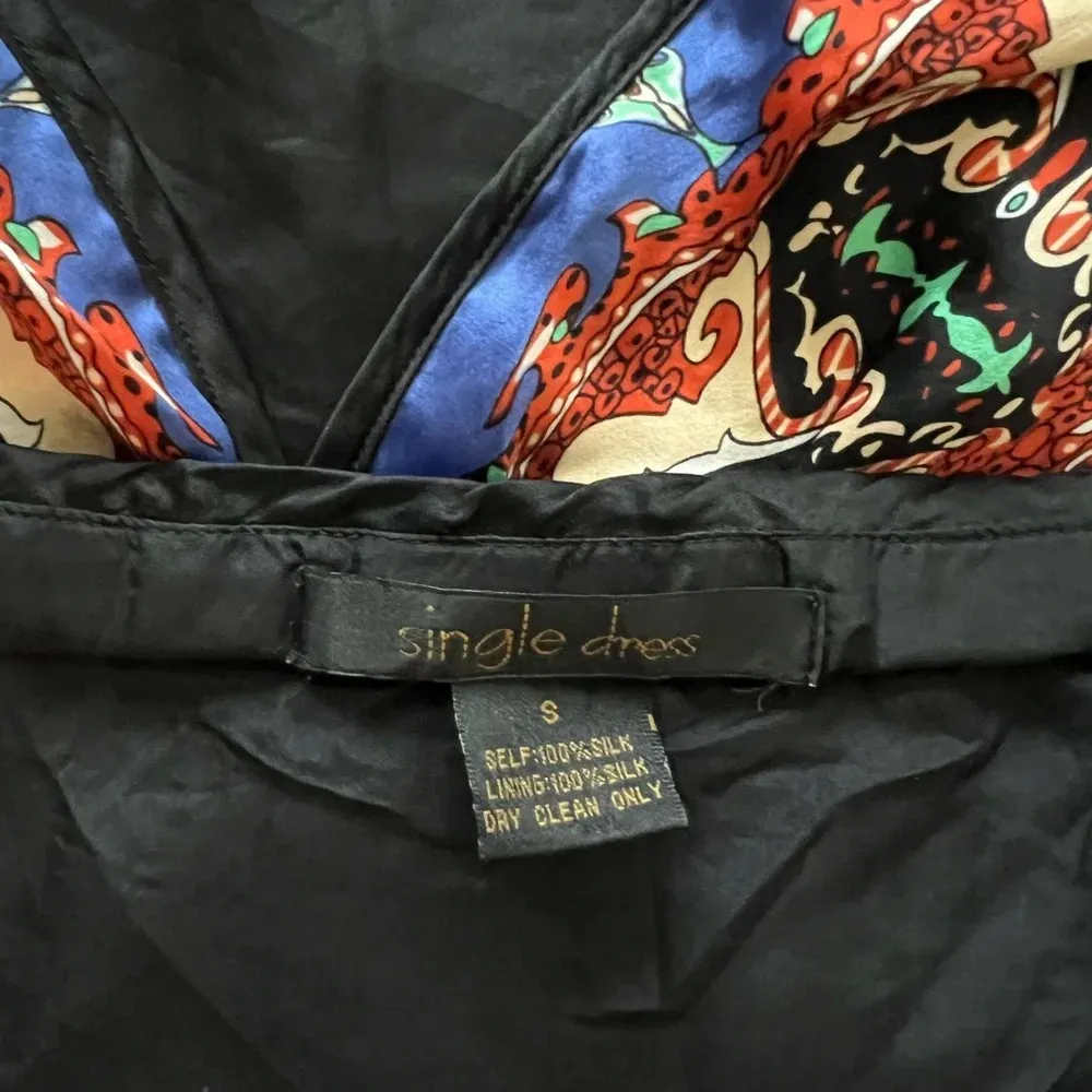 Women’s SINGLE BY GALINA SOBOLEV Blue Paisley 100% Silk Slip Dress size S EUC - Image 5