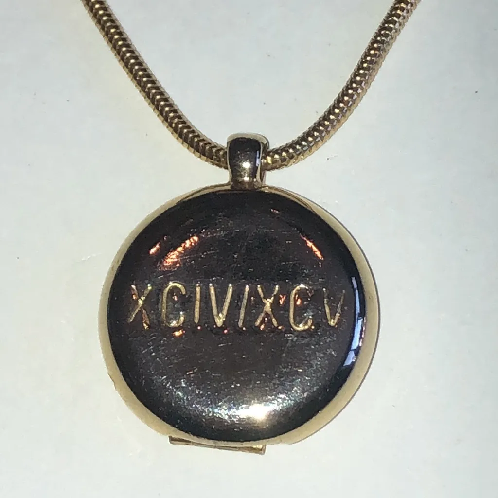 Liz Claiborne LCI Gold Tone Roman Numeral Locket Pendant Necklace - Image 3