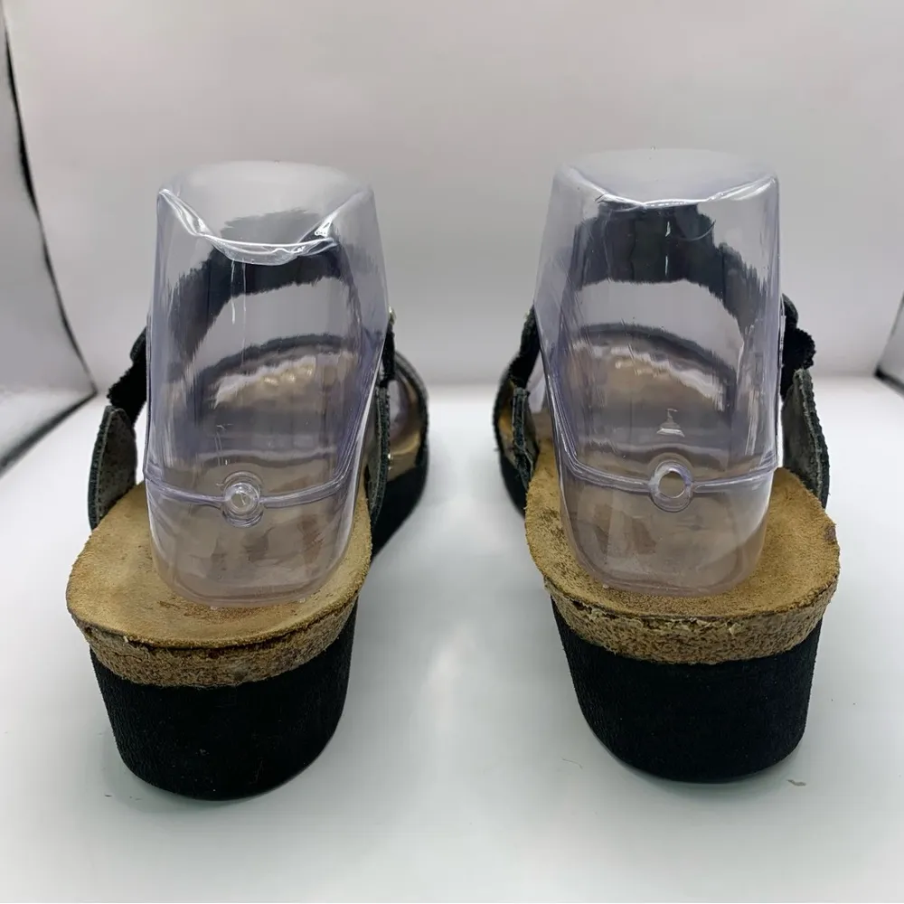 Naot Ashley EU 37 Cheetah Rhinestone Patent Leather Wedge Sandal US 6 - Image 10