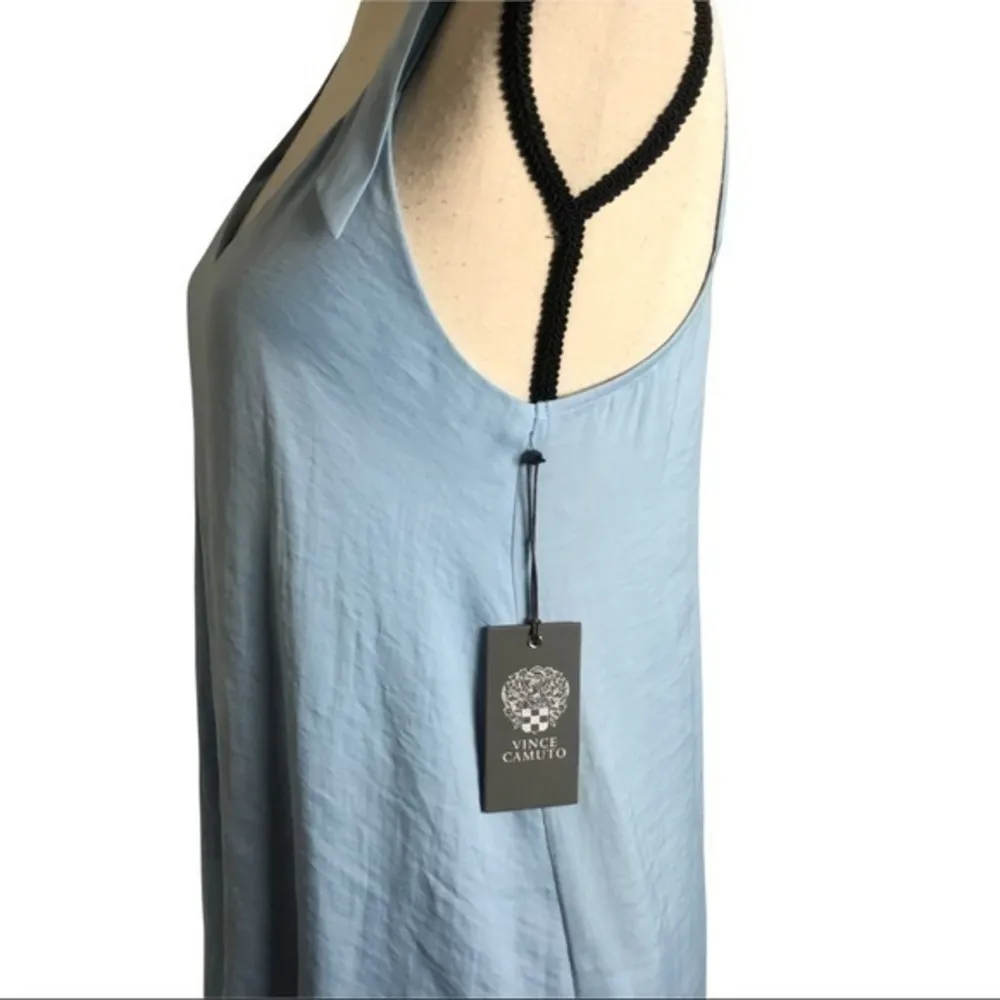 NWT Vince Camuto Oasis Bloom Blue V-Neck Sleeveless Tunic Top Size XS - Image 6