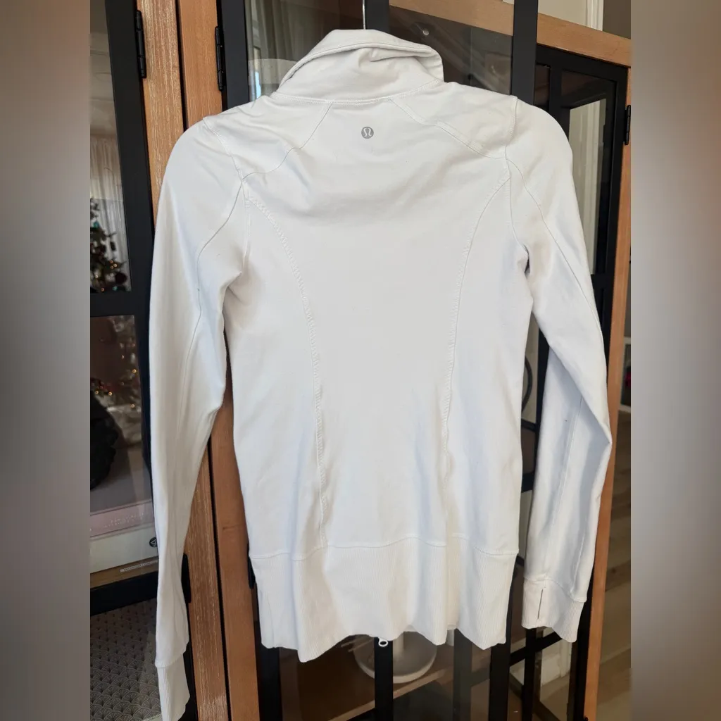 Lululemon Nice Asana Jacket zip up define Brushed White ribbed mock neck high - Image 3