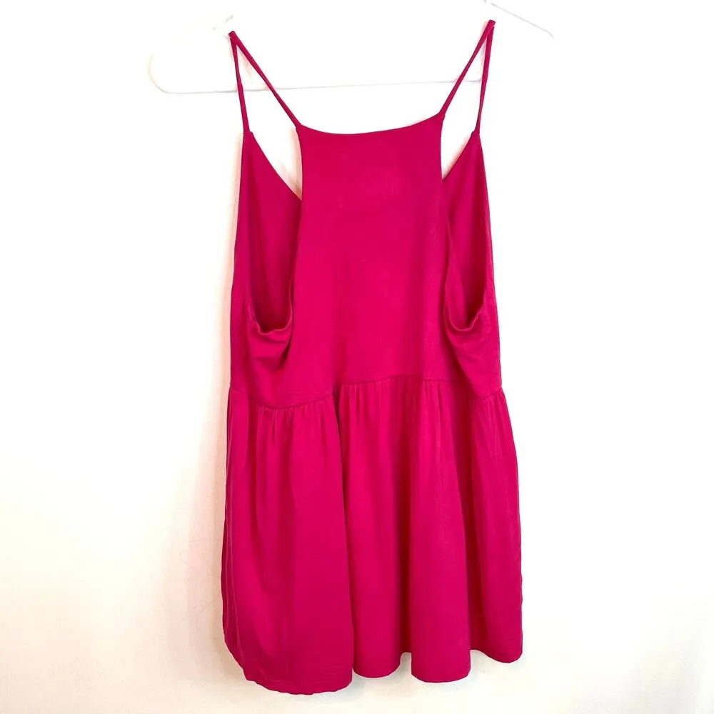 Peach Love California Pink Tank S Sleeveless Casual V Neck Pleated Summer - Image 2